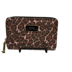 Trina Turk Brown Leopard Small Zip Around Wallet